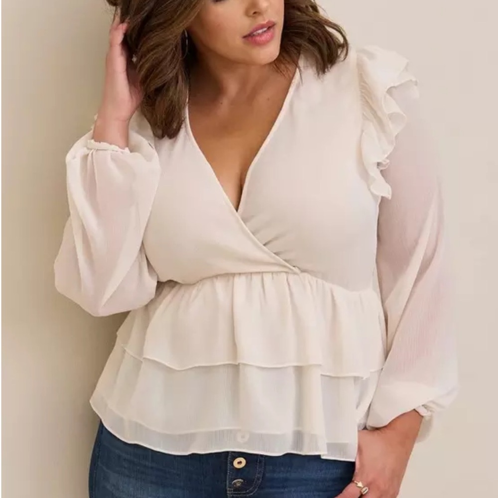 TORRID Chiffon Ruffled Surplice Crop Top size 2